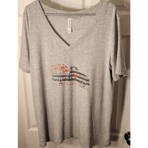 Zenana Premium Loads of Love Truck Tee Gray 2X Hearts Graphic